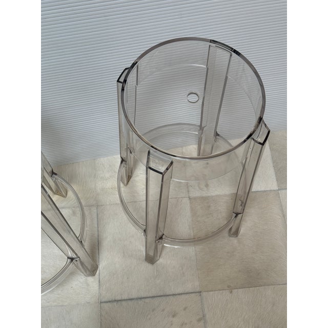 Traditional Philippe Starck for Kartell Charles Ghost Counter Stools, Pair For Sale - Image 3 of 12