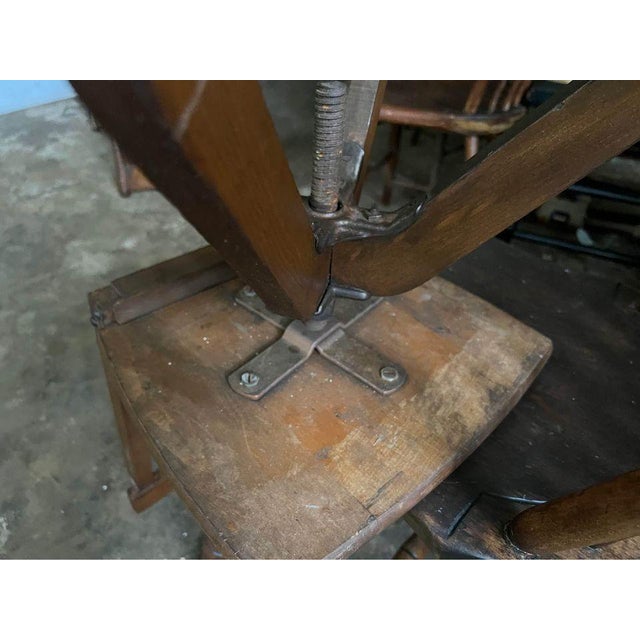 Brown Early 20th Century Antique Solid Oak Small Swivel Up and Down Drafting Stool For Sale - Image 8 of 11