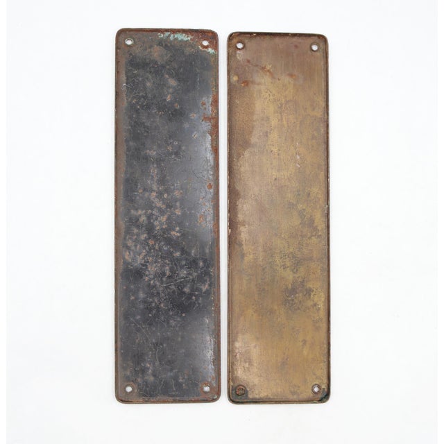 Traditional Pair of Vintage 10 In. Steel Commercial Door Push Plates For Sale - Image 3 of 3