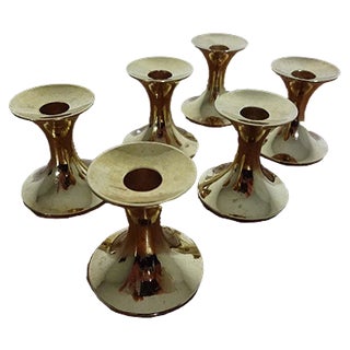 Gold-Plated Candle Holders from BSF, 1960s, Set of 6 For Sale