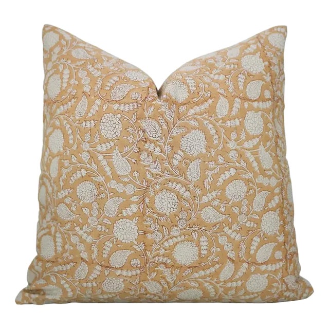 Fabdivine Handmade Block Printed Cushion Cover 14x14 Inch Cotton Satin-Gopi For Sale