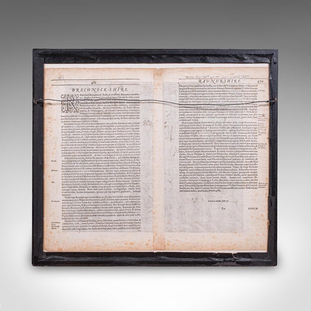 Jacobean Antique Map, Brecknoc, Breconshire, English, Framed, Dual Sided, Jacobean, 1607 For Sale - Image 3 of 12