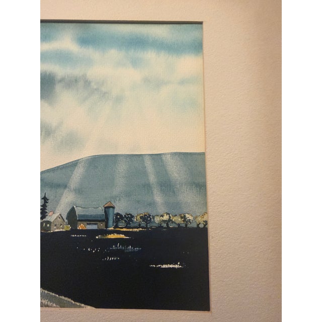 1967 H. Allen Gore Watercolor - Kodak Illustrator New York Farm Landscape - Matted - Set of 2 For Sale - Image 9 of 13