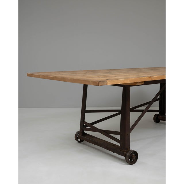 Early 20th Century 1900s French Industrial Table On Wheels For Sale - Image 5 of 10