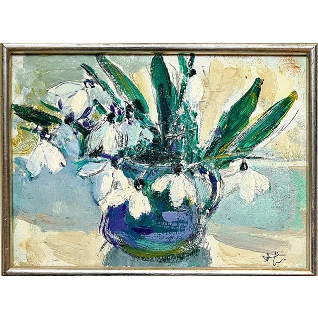 Snowdrops Still Life, 1990s, Oil on Board, Framed For Sale - Image 9 of 9