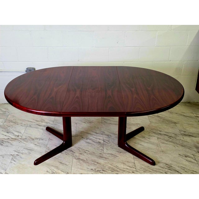 Danish Modern Rosewood Extending Dining Table With 1 Leaf. Beautiful Bookmatched Rosewood Grain Throughout. Table Is...