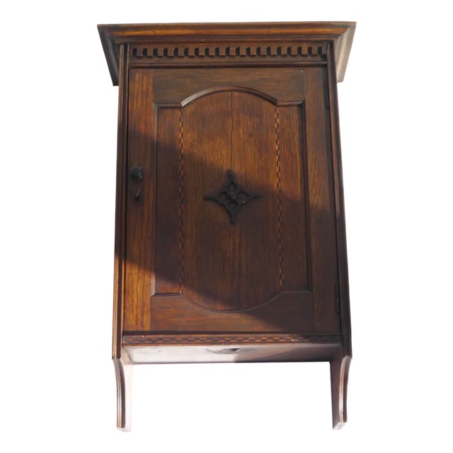 Vintage Wall Cabinet with Marquetry Details, 1930s For Sale