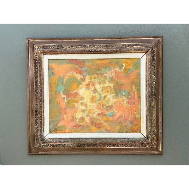 Vintage MCM Original Abstract Oil on Canvas For Sale - Image 10 of 12