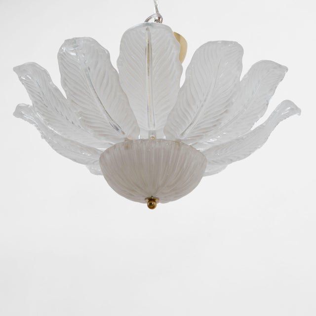 2000 - 2009 Murano Glass Ceiling Light with White Glass Flower-Shaped Petals, 2000 For Sale - Image 5 of 9