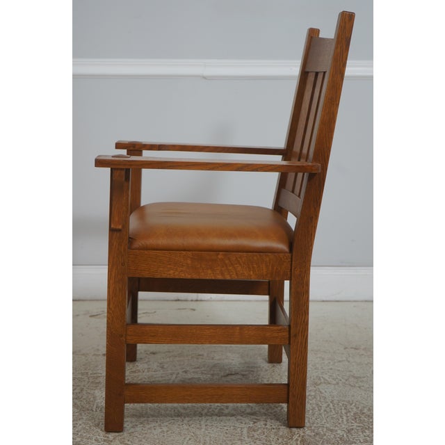 Arts & Crafts Set of 6 Stickley Mission Oak Arts & Crafts Dining Chairs For Sale - Image 3 of 18