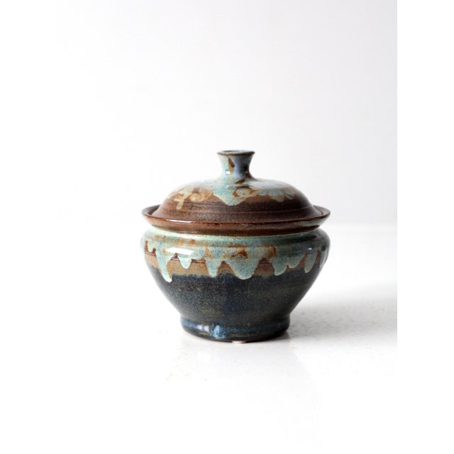 Contemporary Vintage Handmade Pottery Bowl With Lid For Sale - Image 3 of 10