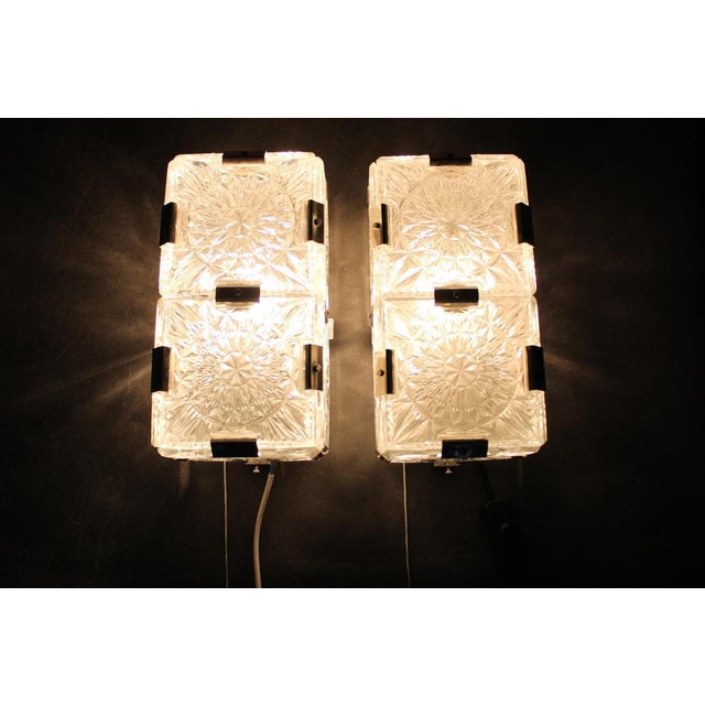 Mid-Century Czech Glass Wall Lights from Kamenický Šenov, 1970s, Set of 2 For Sale - Image 10 of 12