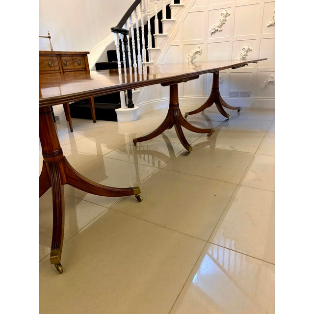 Wood Antique Figured Mahogany Three-Pillar Extending Dining Table, 1920s For Sale - Image 7 of 10