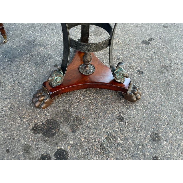 Marble Top Pedestal Table With Rams Head & Paw Feet. For Sale - Image 13 of 14