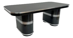 New York Desk in Black Lacquered Metal & Linoleum from Mauser, Germany, 1950