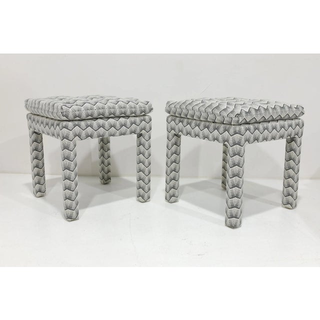 Pair of Pillow Top Ottomans in Kelly Wearstler Fabric For Sale In Dallas - Image 6 of 8