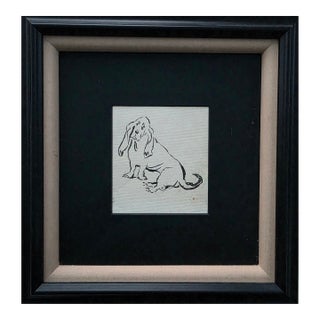 Framed Ink Drawing of a Basset Hound For Sale