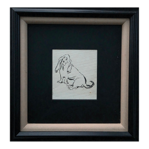 Framed Ink Drawing of a Basset Hound