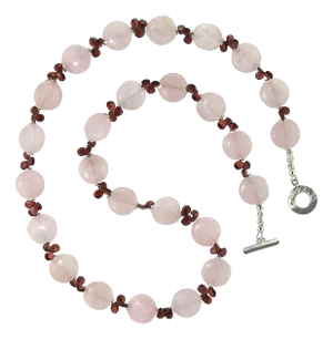 Ajd Unique Garnet and Rose Quartz Necklace