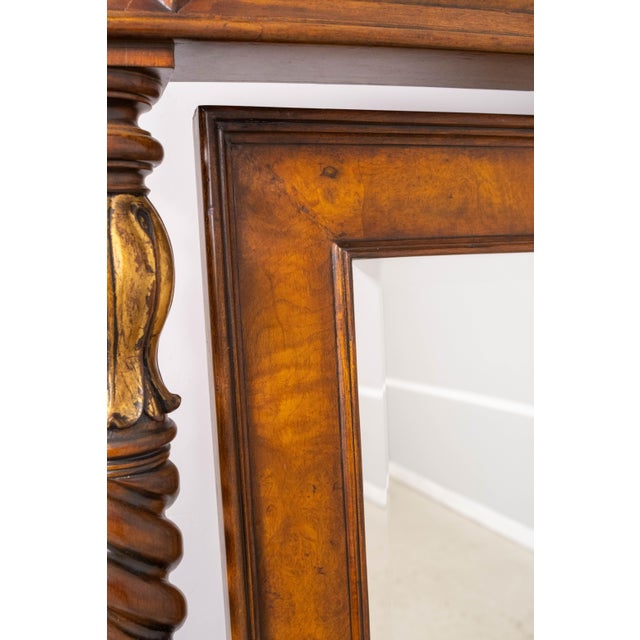 1990s Theodore Alexander Burl Wood Barley Twist Tall Chevel Dressing Mirror For Sale - Image 5 of 17