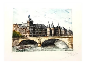 Dufza, Paris Conciergerie, 1940, Etching