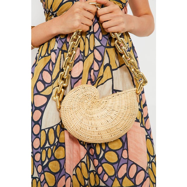 2026 Summer Poolside Natural the Anna Conch Shell Wicker Shoulder Bag Gold Chain For Sale In Los Angeles - Image 6 of 11