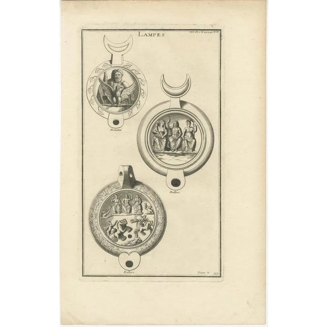 Montfaucon, Classical Lamps, 1722, Prints, Set of 2 For Sale - Image 4 of 6