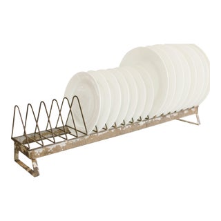 Vintage French Metal Dinnerware Buffet Serving Rack For Sale