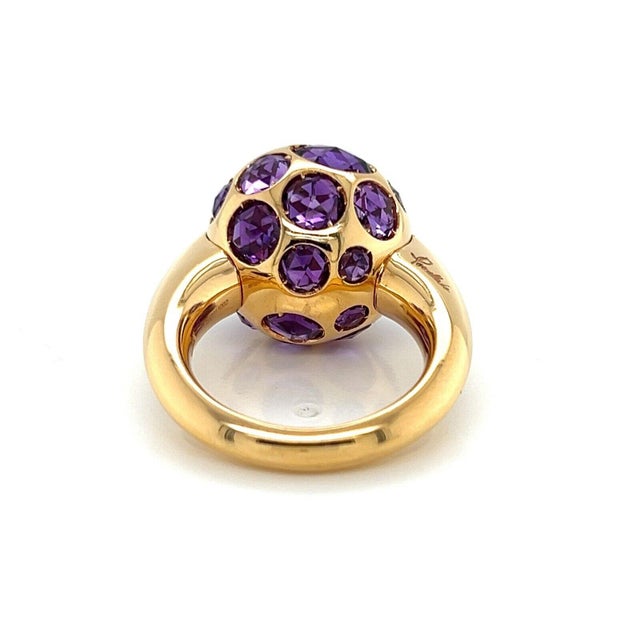 Gold Pomellato Amethyst 18k Rose Gold Harem Cocktail Ring - Size 6.5 For Sale - Image 8 of 12