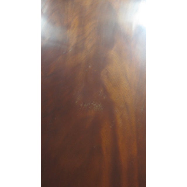 Brown 1980s Flame Mahogany Banquet Dining Table Pedestal Highend Designer For Sale - Image 8 of 11