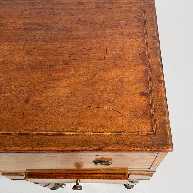 Wood Italian Desk in Wood with Drawers and Brass Handles, Late 1800s For Sale - Image 7 of 18