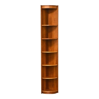 1980s Cherry Corner Cabinet Bookcase For Sale