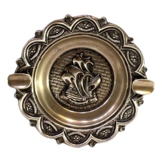 Silver Ashtray with Central Caravel S Miguel Reliefs For Sale