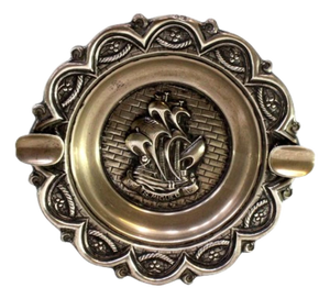 Silver Ashtray with Central Caravel S Miguel Reliefs