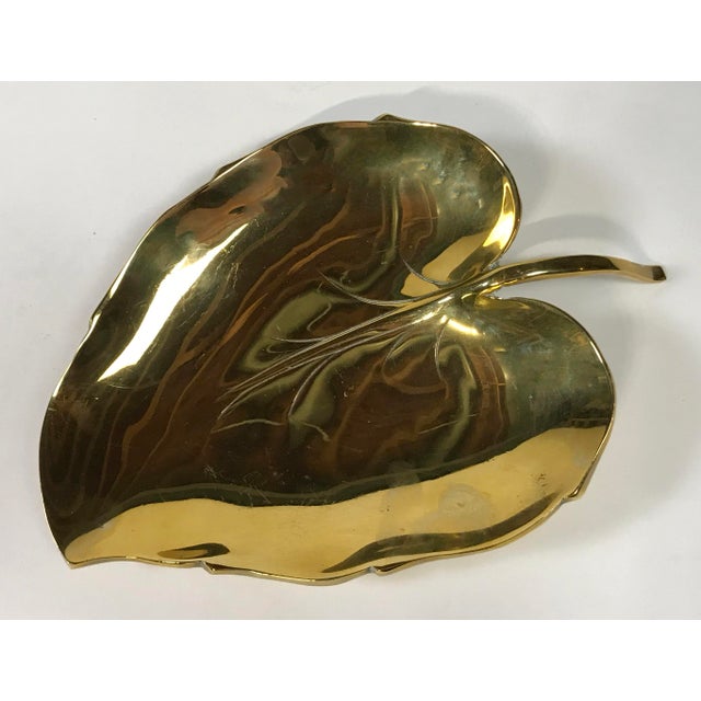 Hollywood Regency Vintage Brass Leaf Catchall Dish For Sale - Image 3 of 4