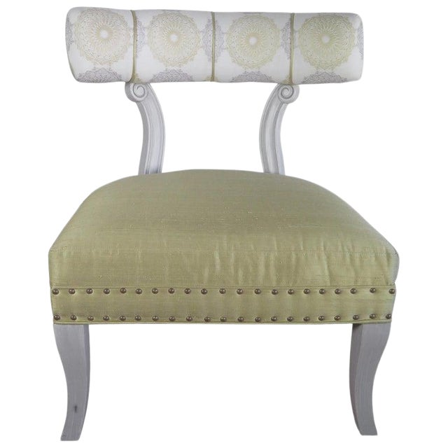 Jeff Zimmerman Collection French Deco Silk Nail Head Chair Chairish
