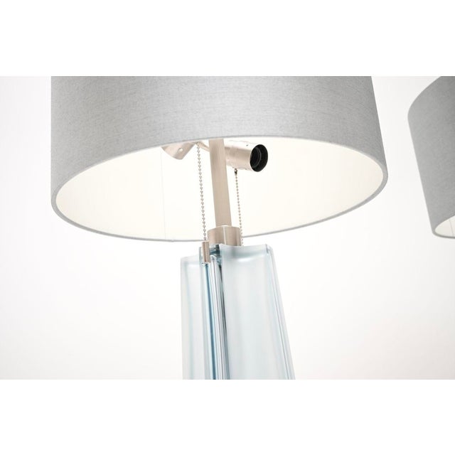 Blue Italian Murano Glass Quatrefoil Table Lamps from Donghia, 2000, Set of 2 For Sale - Image 8 of 11