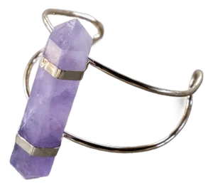 Amethyst and Gold Plated Wire Cuff Bracelet