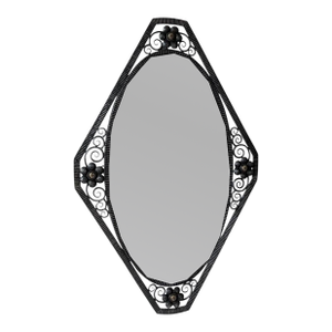 French Art Deco Wrought Iron Mirror Signed by Elarcher