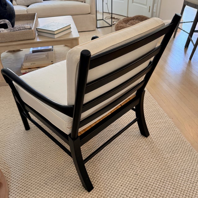 Pair of Large Scale Ladder Back Chairs With Woven Seats For Sale - Image 4 of 11