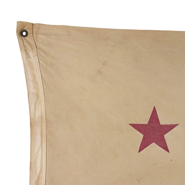 This large vintage California flag is made from a cotton cloth, with printed bear visible on both sides and red stripe...