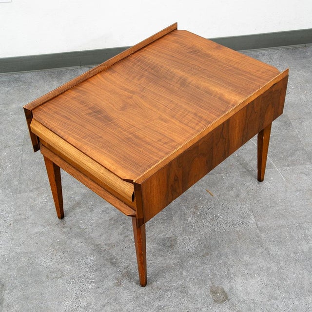 Lane Furniture 1960s Mid Century Modern Nightstand End Side Table Lane First Edition Walnut Drawer MCM For Sale - Image 4 of 12