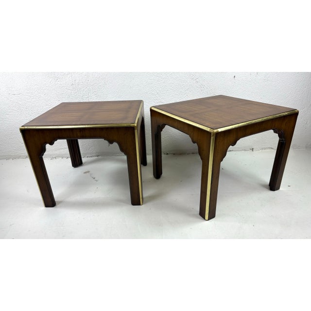 1970s Mid-Century Vintage Walnut Side Tables After Baker Furniture For Sale - Image 5 of 9