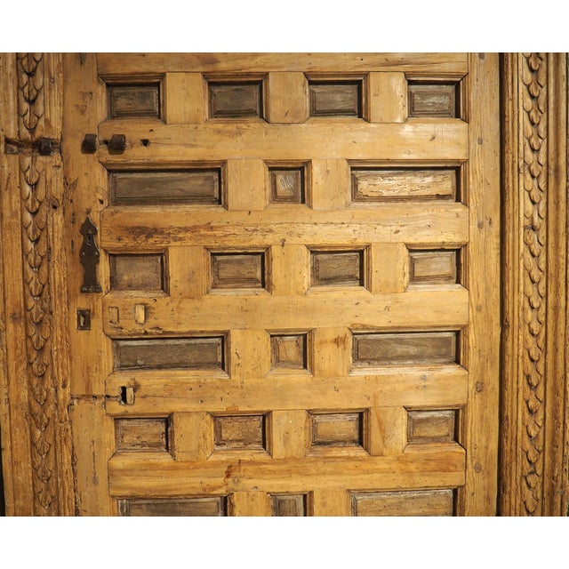 18th Century Spanish Paneled Pine and Walnut Door With Frame For Sale - Image 16 of 18