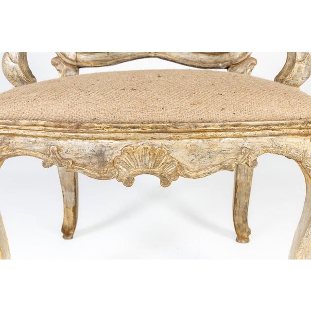 Large 18th Century Italian Silver Gilt Armchairs, Set of 2 For Sale - Image 4 of 8