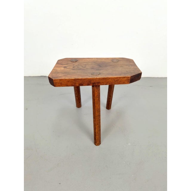 1950s Vintage French 3-Legged Milking Stool in Oak, 1950s For Sale - Image 5 of 9