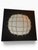 Striking modern wall sculpture featuring a large mirrored globe form framed by a dimensional gold-tone grid, mounted...