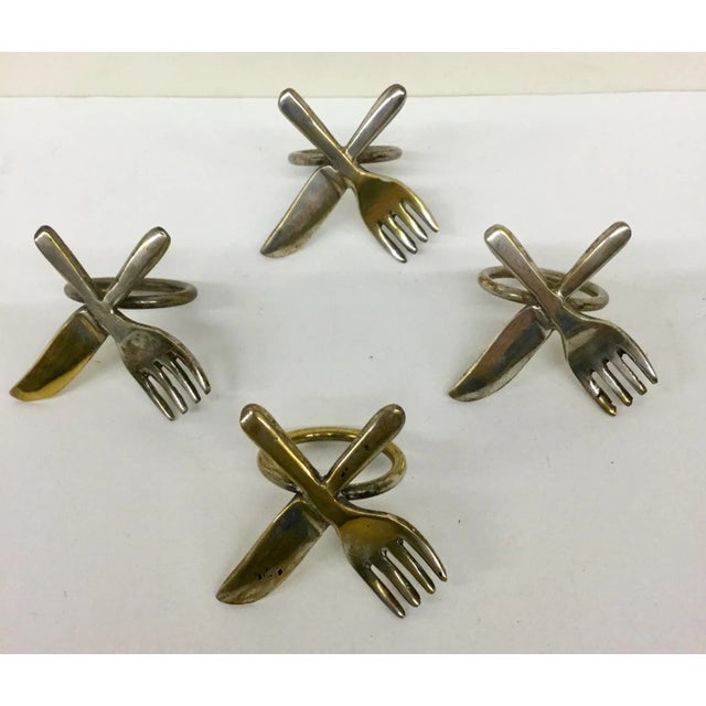 Vintage Brass Plate Napkin Rings - Set of 4 For Sale In Portland, ME - Image 6 of 6