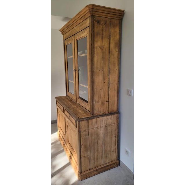 Beige 2-Body Display Cabinet in Oak and Pine For Sale - Image 8 of 11