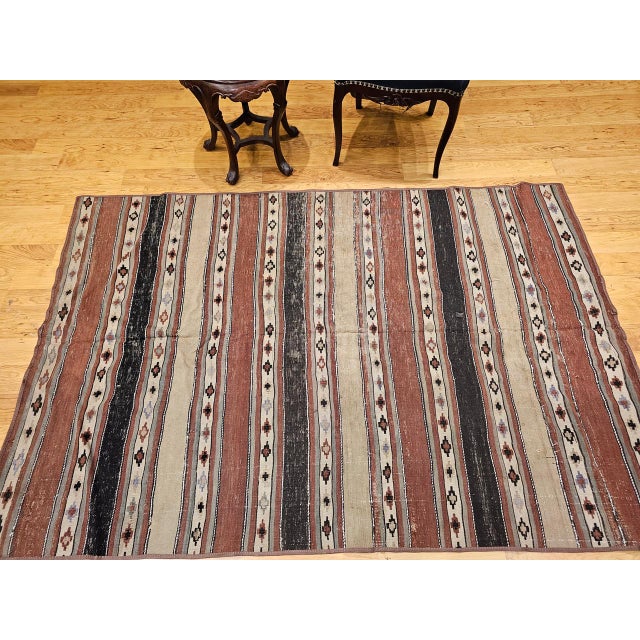 Early 20th Century Antique Shahsavan Tribal Kilim, Handwoven Wool, Southwestern Pattern, Earth Tones, 5x7 For Sale - Image 5 of 17